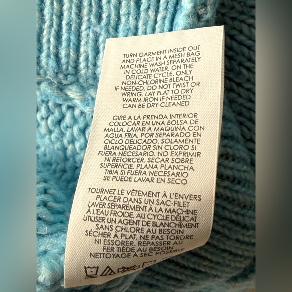 Cabi Frosty Pullover Sweater Blue Crochet V-Neck Women's Medium Aqua Item# 4282 - Picture 9 of 12